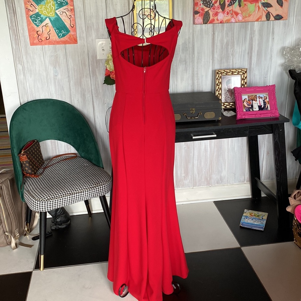 Jade Kristopher red floor length formal dress back cutout homecoming party - Picture 3 of 7